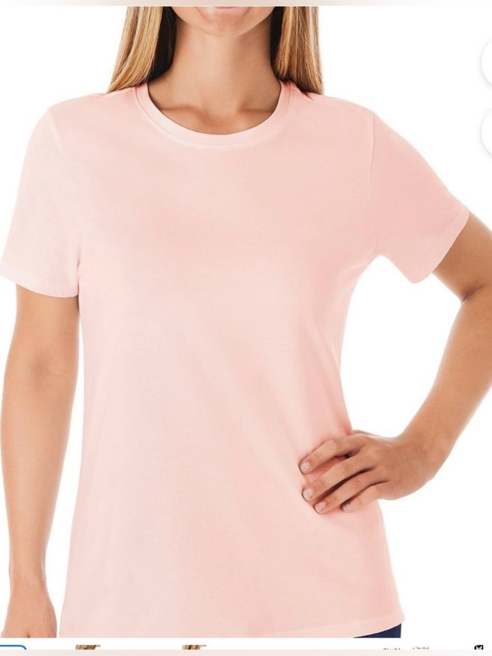 💖🆕 Members Mark Ladies Essentials Crewneck Short Sleeve Tee - Light Pink Size XL